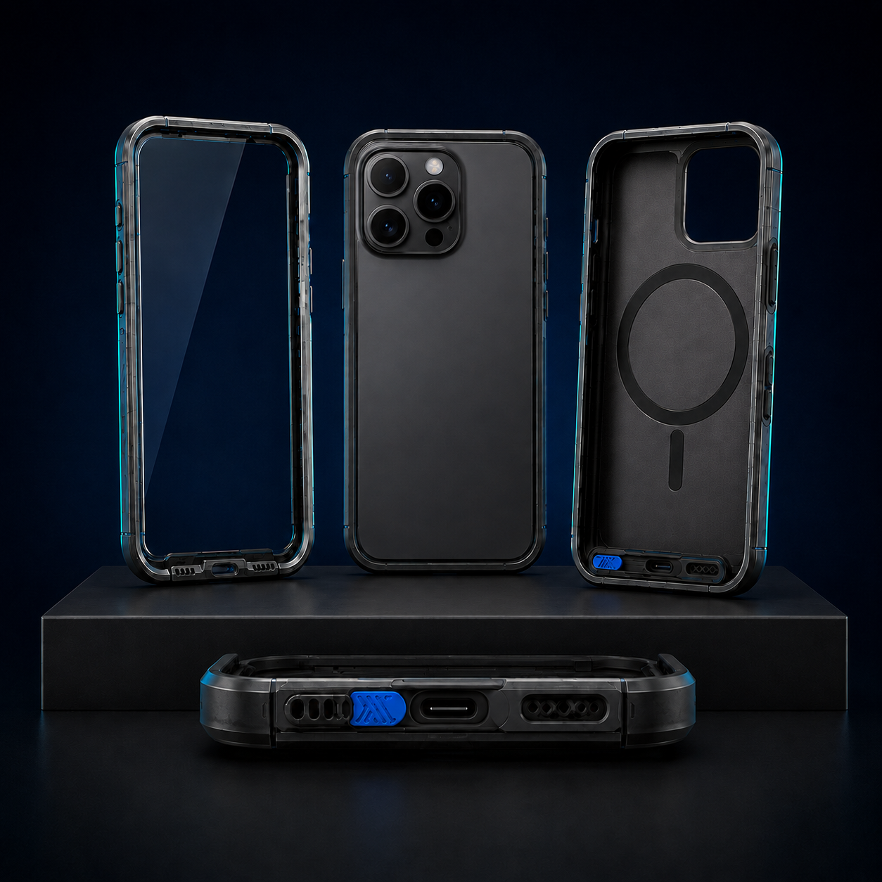 DustShield-cover med front, telefon og bagskal